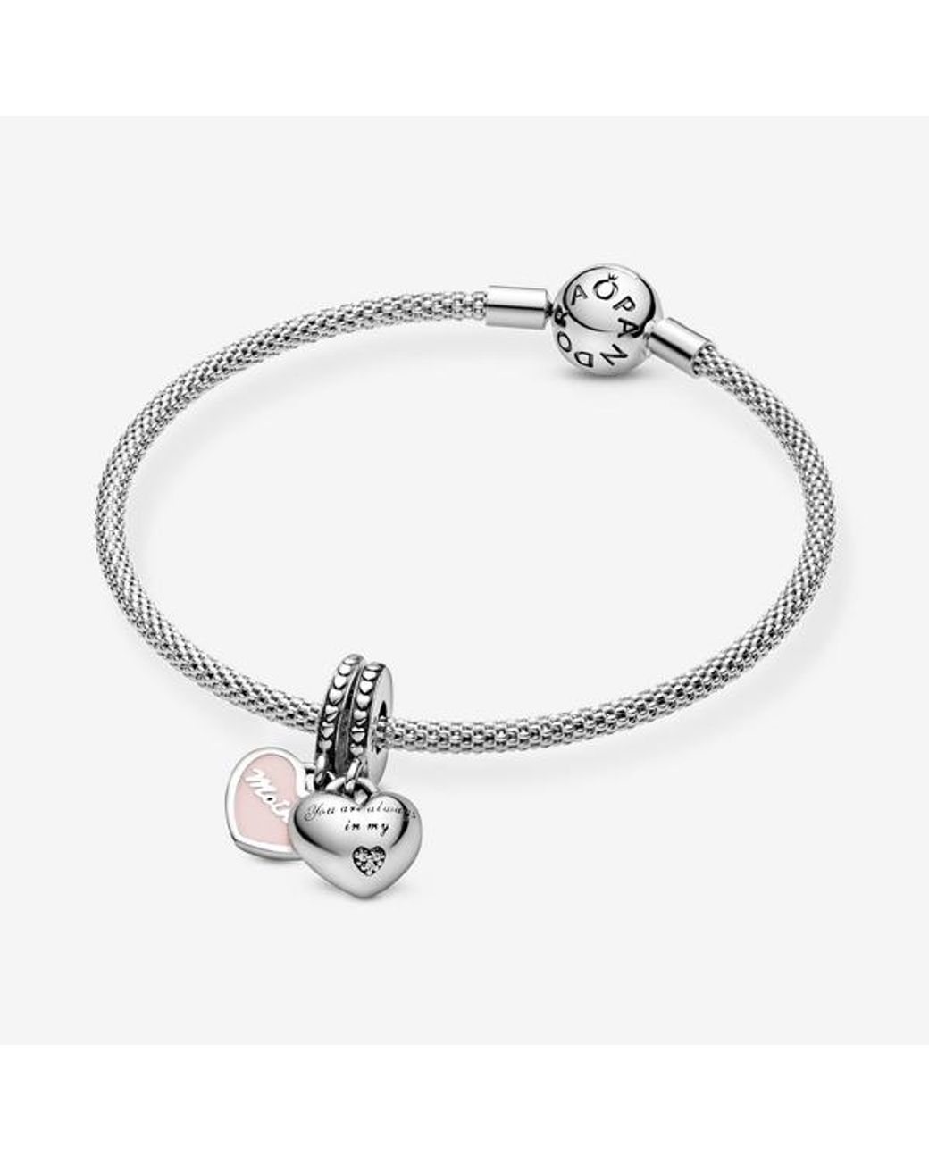 Pandora White Mother & Daughter Hearts Dangle Charm