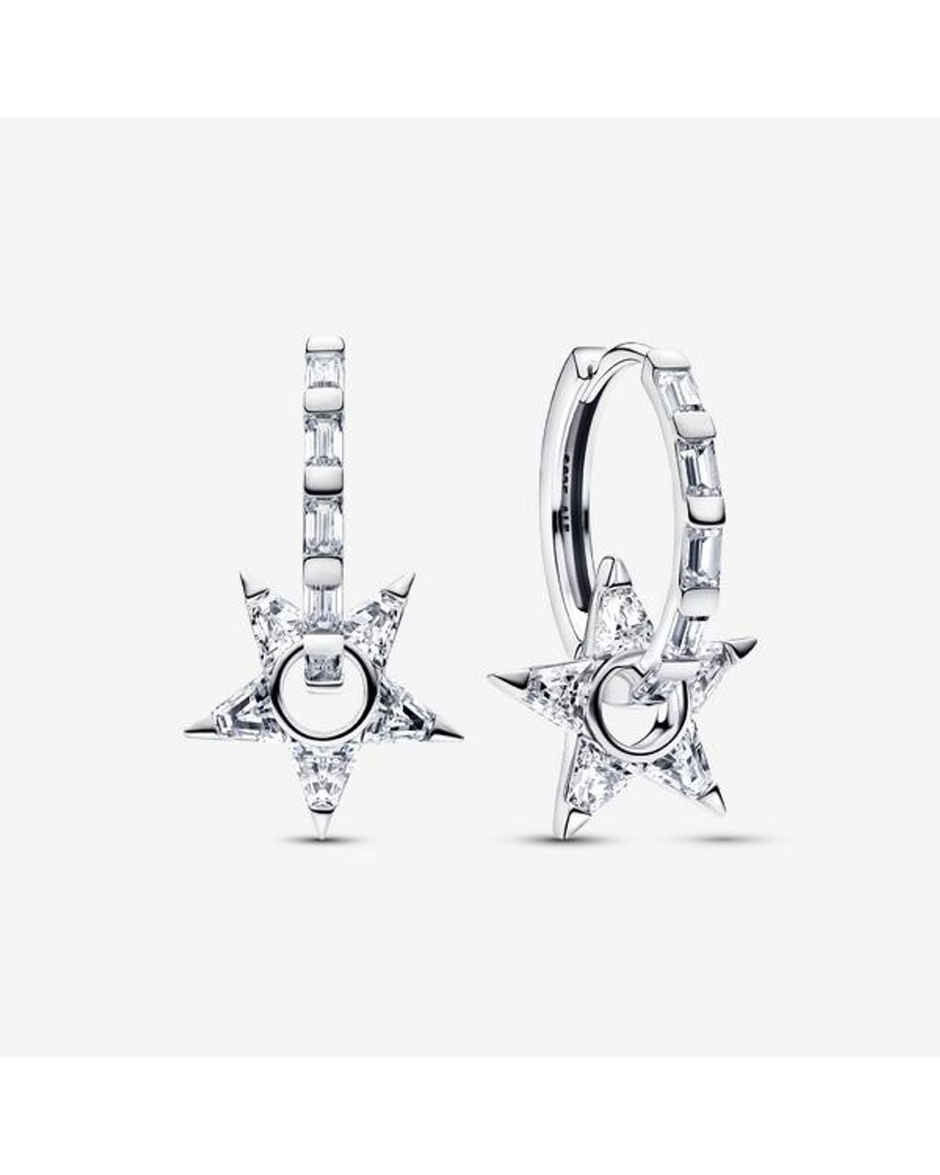Pandora White Sparkling Stella Openwork Hoop Earrings