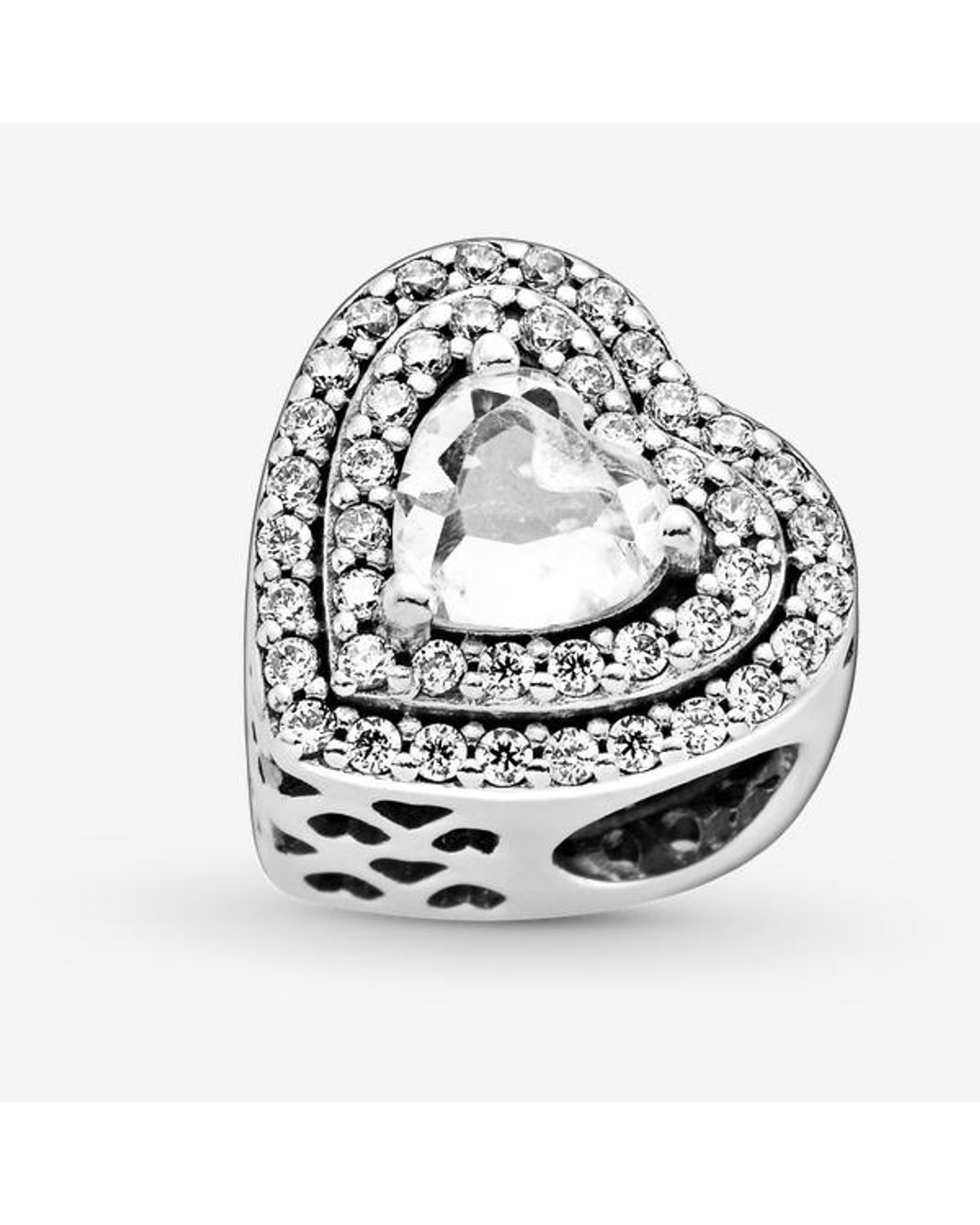 Pandora White Sparkling Levelled Hearts Charm