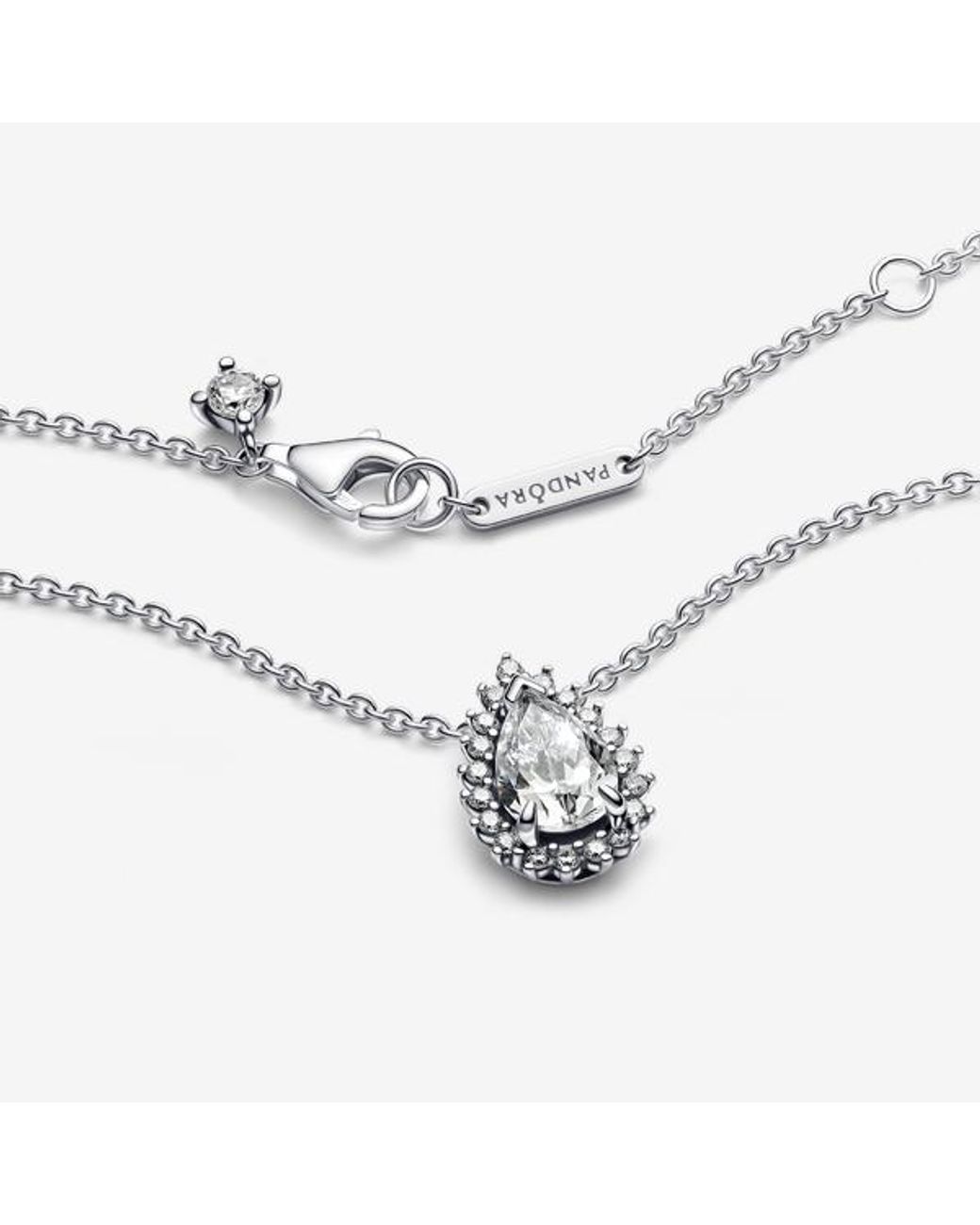 Pandora Metallic Sparkling Pear Halo Collier Necklace