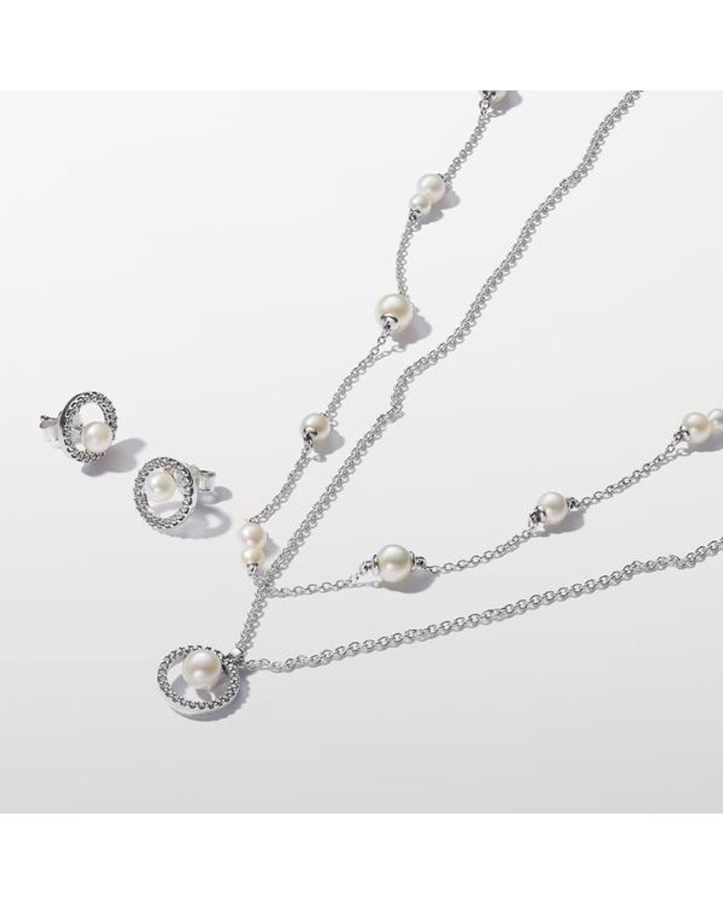 Pandora Metallic Treated Freshwater Cultured Pearl & Pavé Collier Necklace