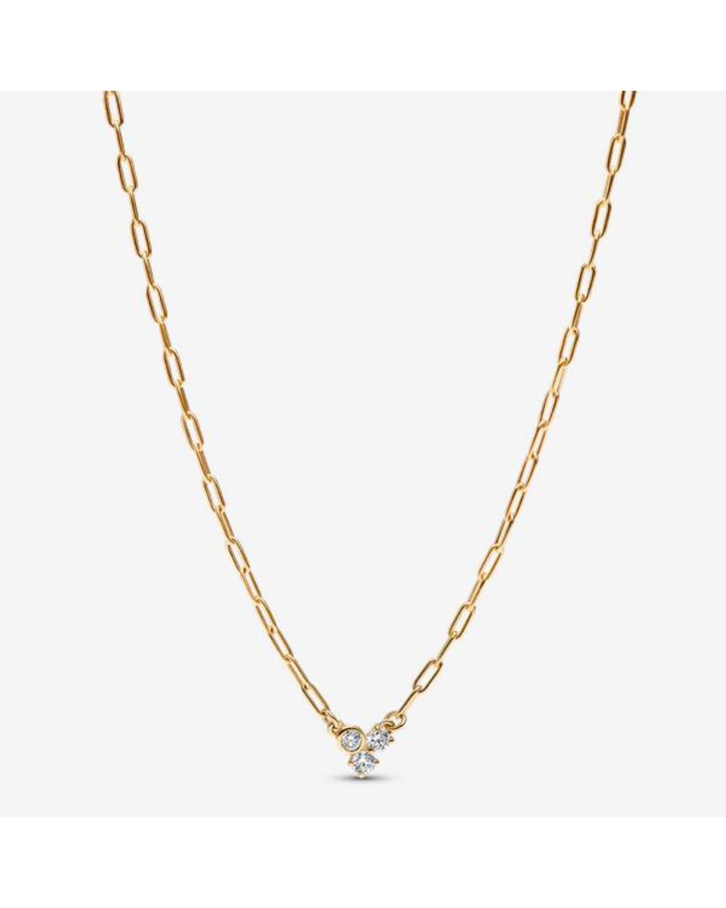 Pandora Metallic Era Lab-Grown Diamond Cluster Paperclip Chain Necklace