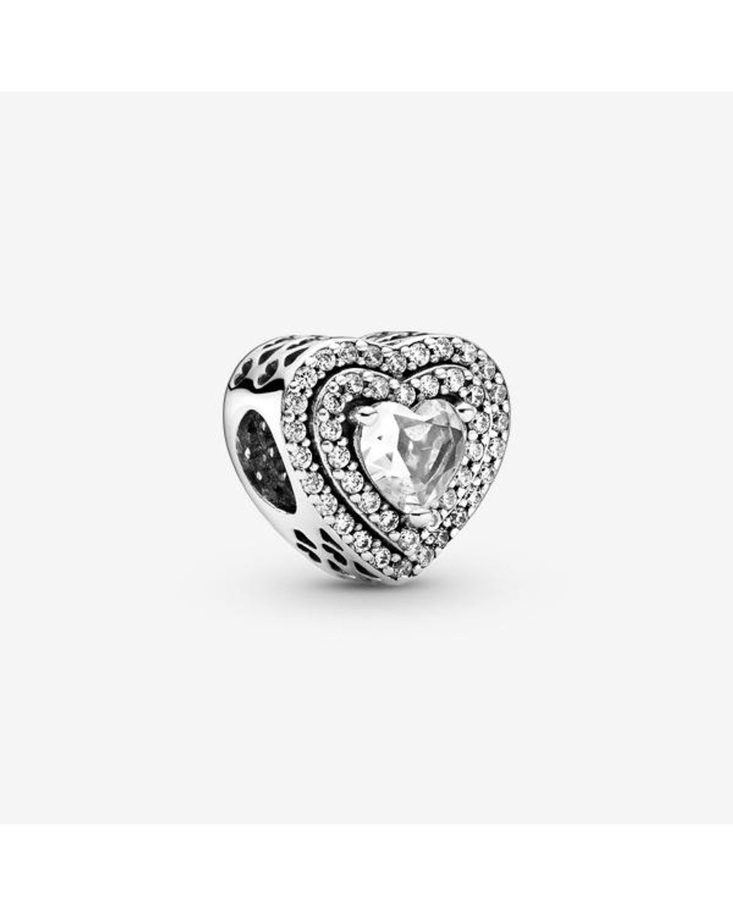 Pandora White Sparkling Levelled Hearts Charm