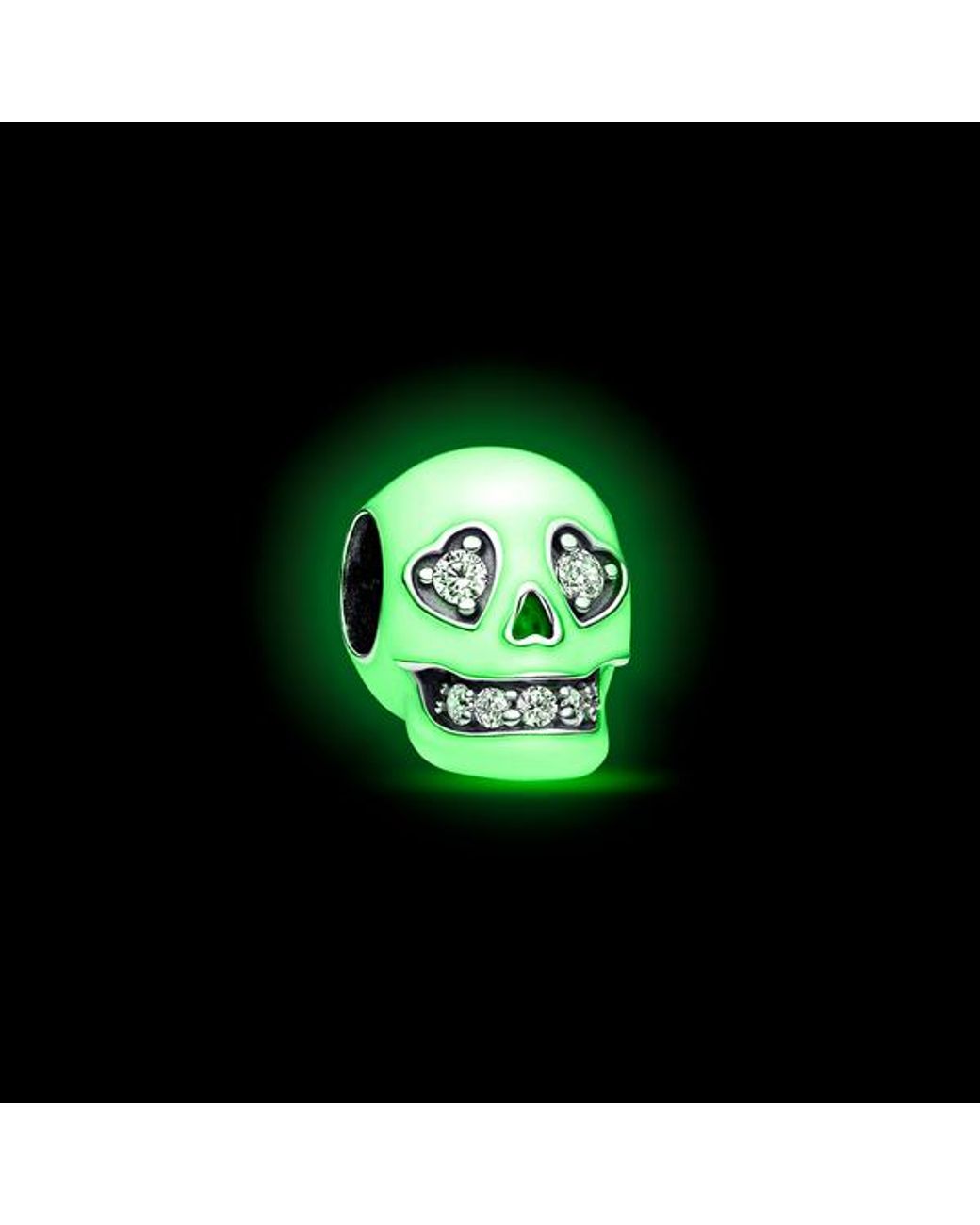 Pandora White Glow-In-The-Dark Sparkling Skull Charm