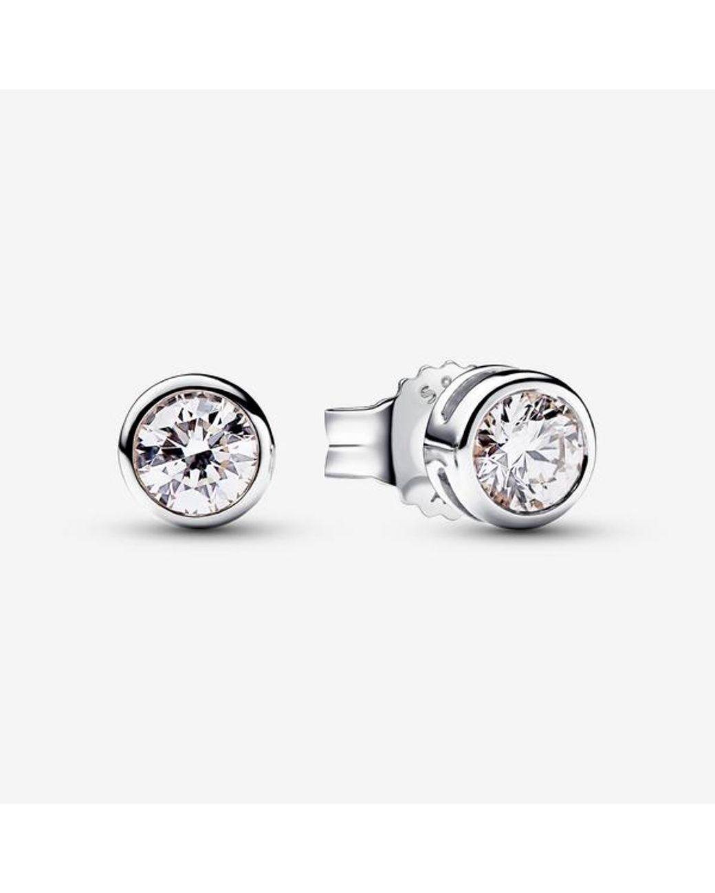 Pandora Metallic Era Bezel Sterling Lab-Grown Diamond Earrings