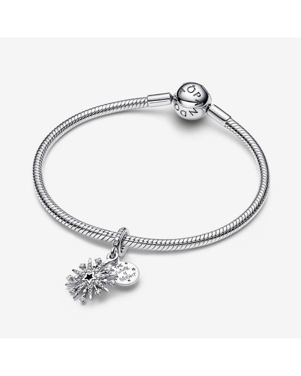 Pandora White Sparkling Firework Double Dangle Charm
