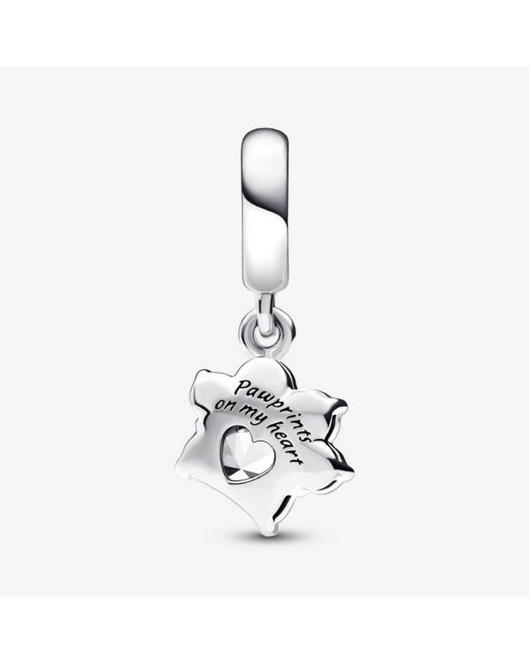 Pandora White Sparkling Pet Paw Print Dangle Charm