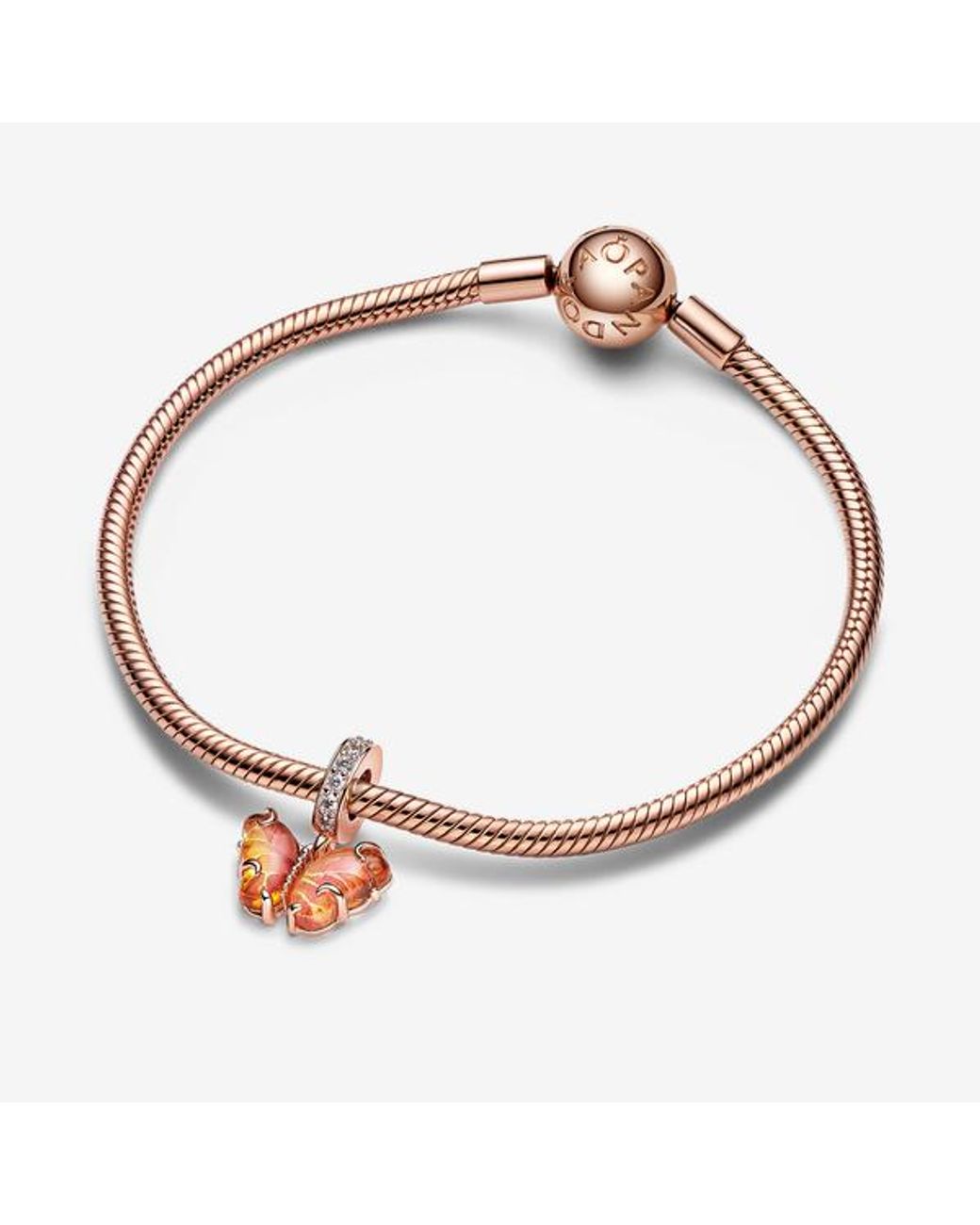 Pandora Pink Murano Glass Butterfly Dangle Charm