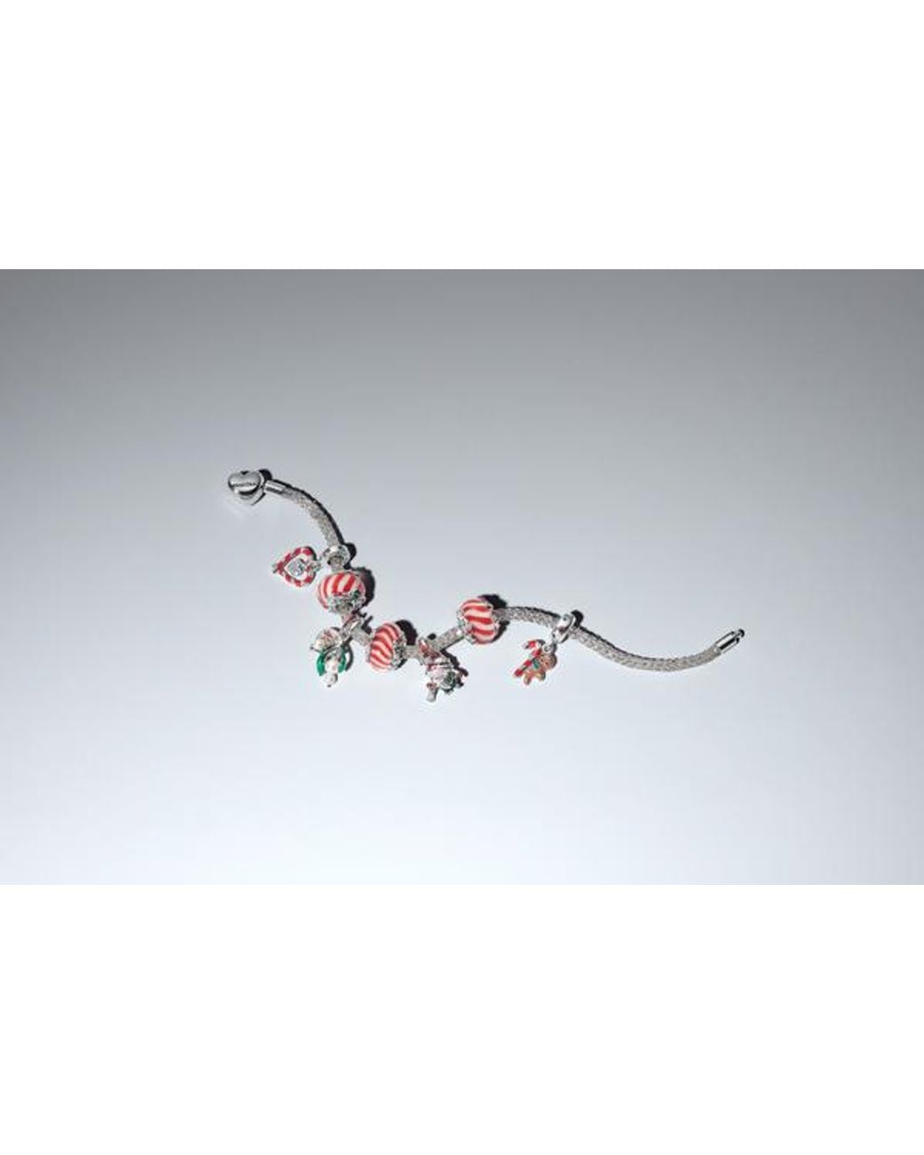 Pandora Red Double Candy Cane Heart Christmas Dangle Charm