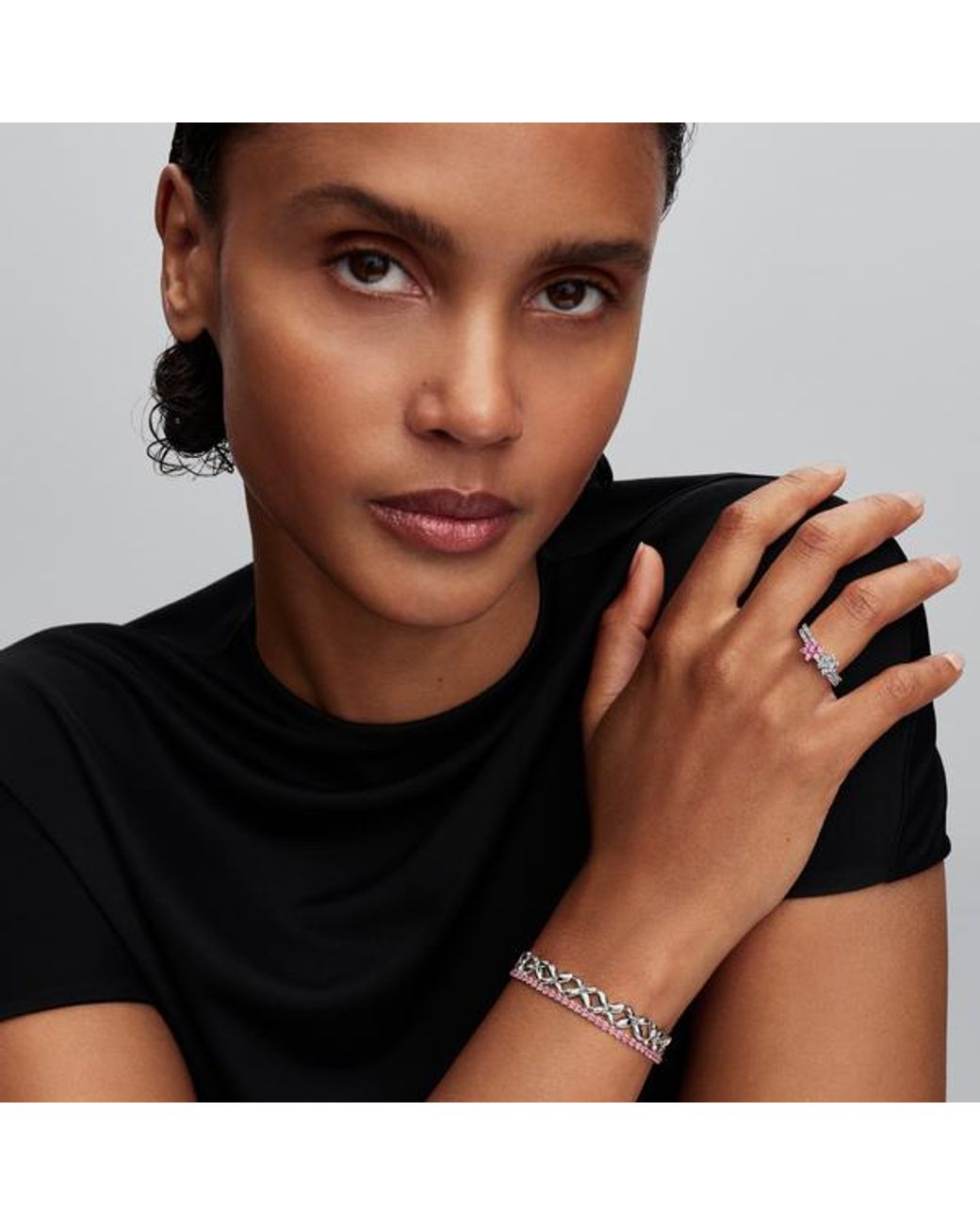 Pandora Pink Sparkling Flower Ring