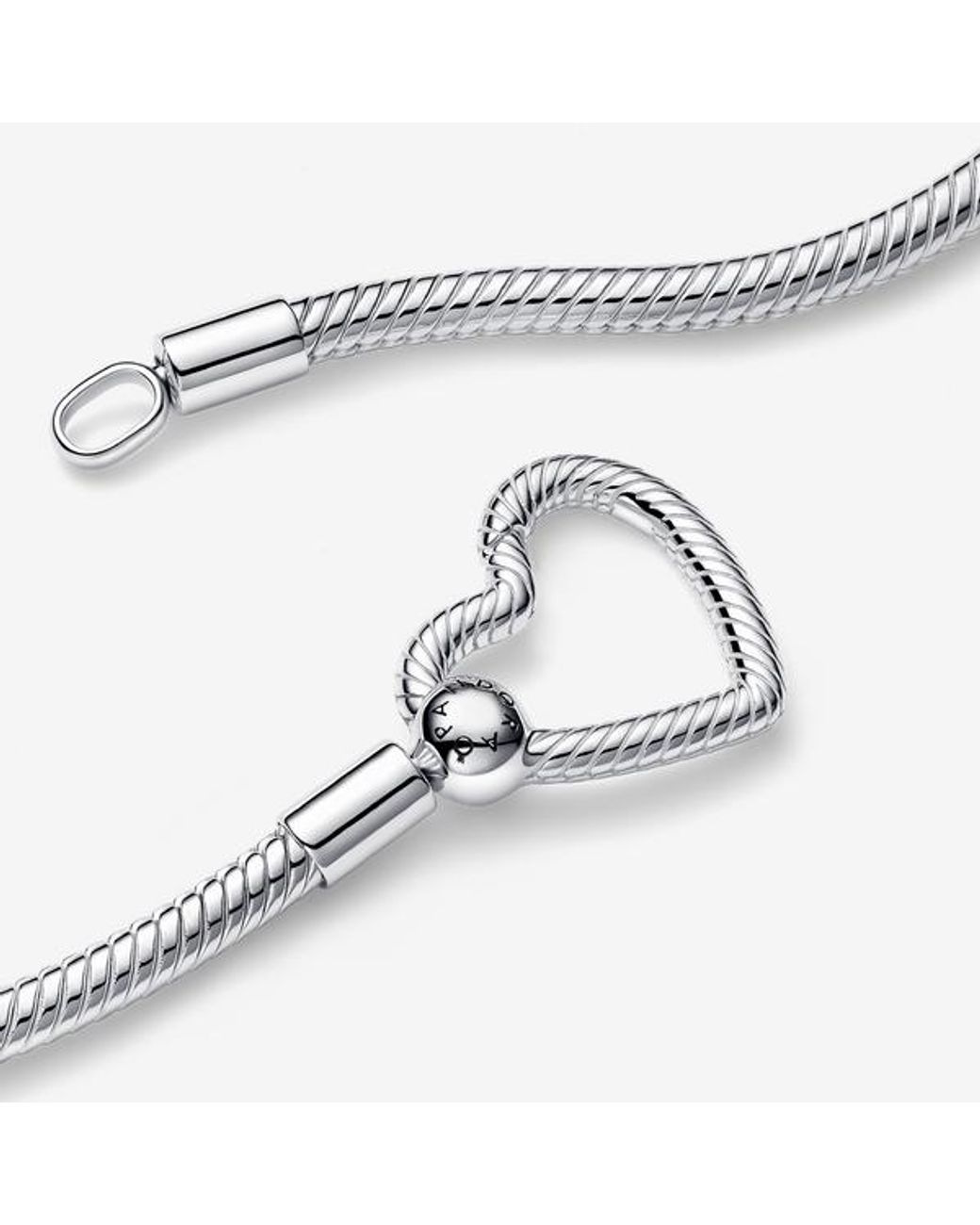Pandora Metallic Heart Closure Snake Chain Necklace