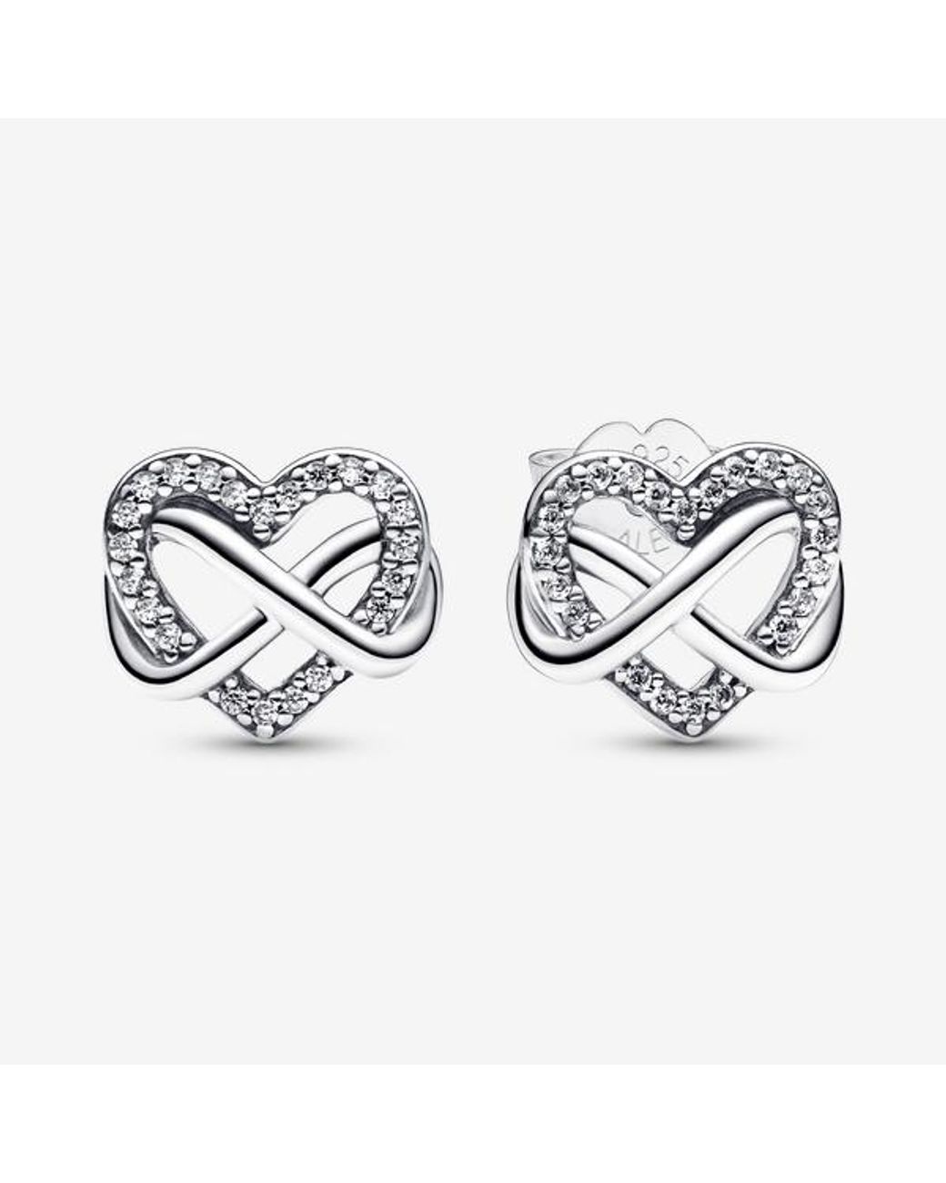 Pandora Metallic Sparkling Infinity Heart Stud Earrings