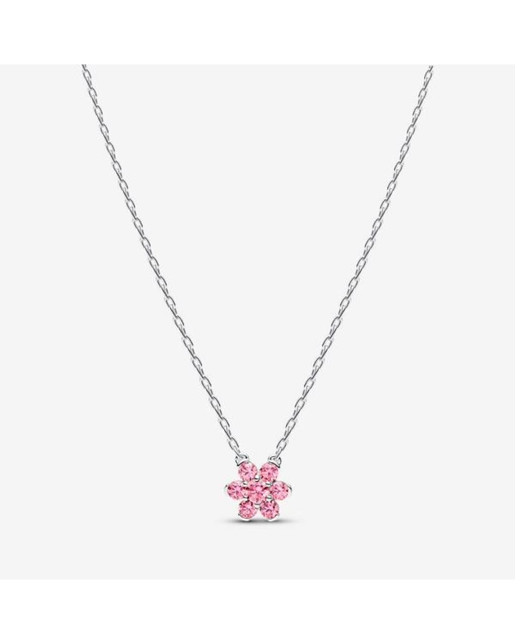 Pandora Metallic Sparkling Flower Pendant Necklace