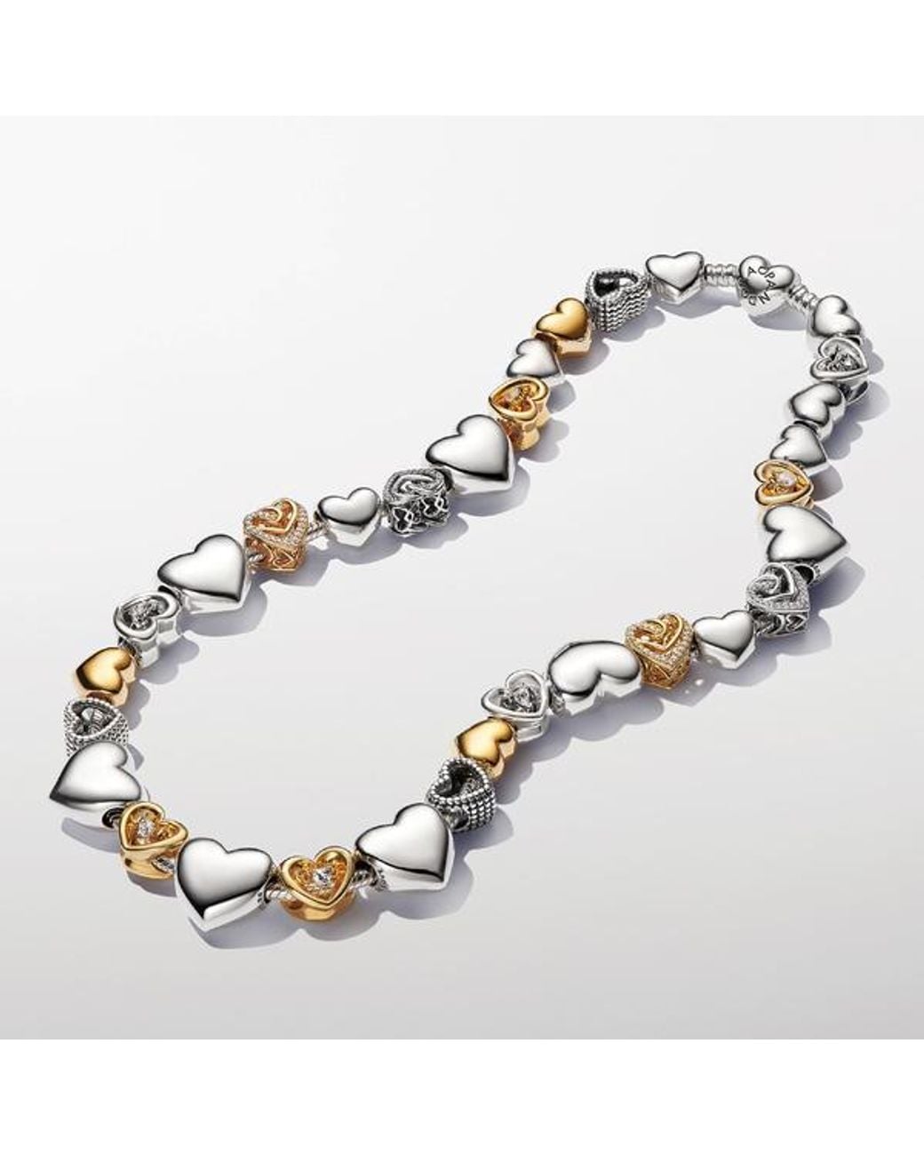 Pandora Metallic Heart Clasp Snake Chain Necklace