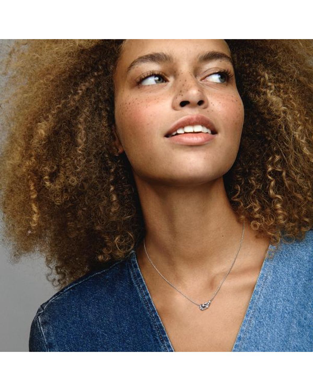 Pandora Metallic Sparkling Moon & Star Collier Necklace