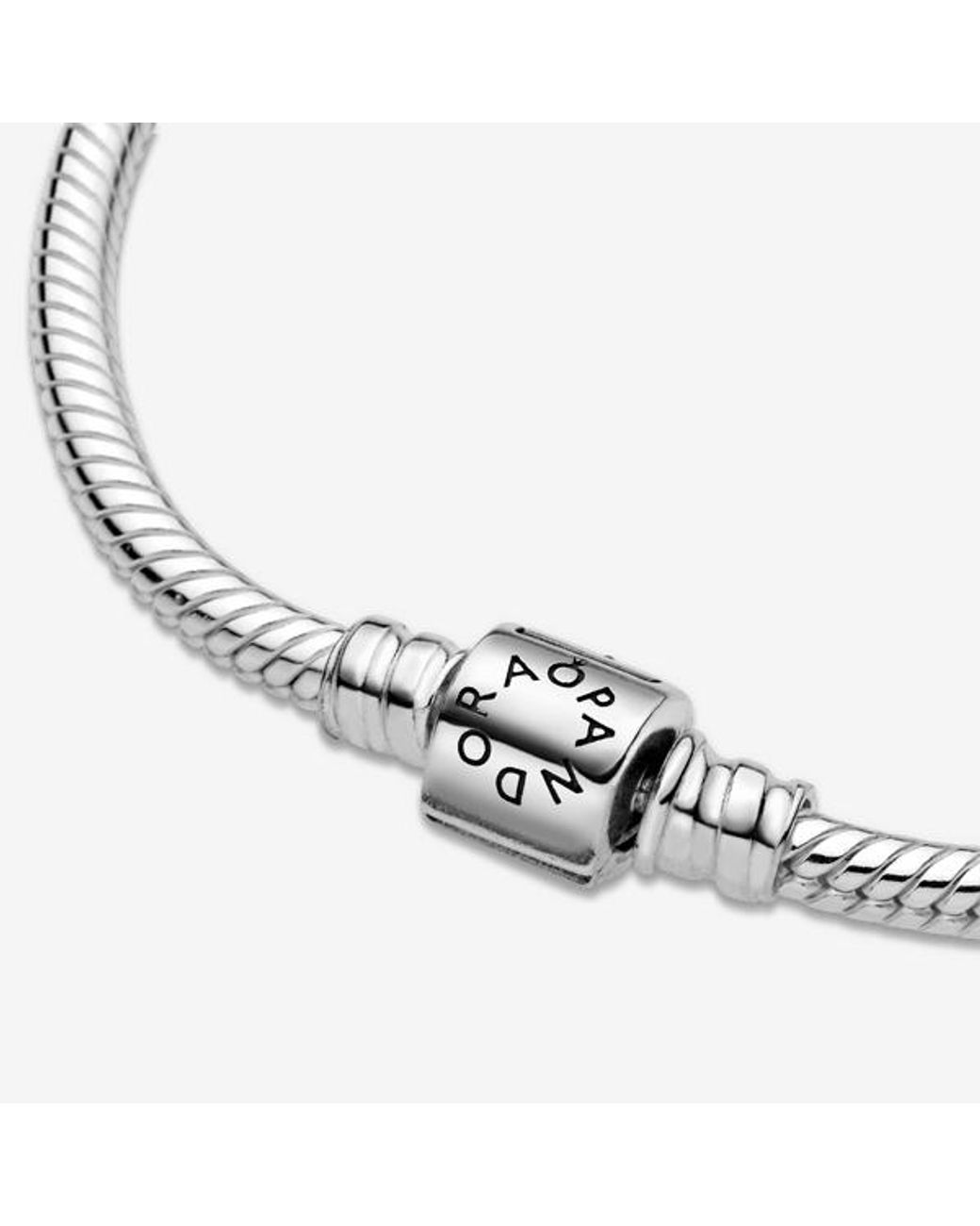 Pandora Metallic Moments Daisy Flower Clasp Snake Chain Bracelet