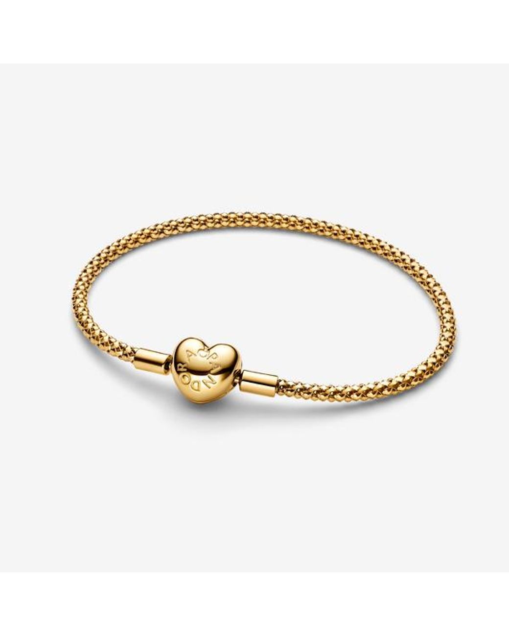 Pandora Metallic Heart Clasp Studded Chain Bracelet
