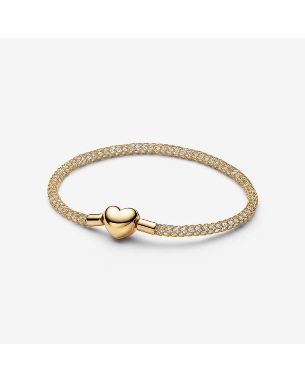 Pandora Metallic Heart Clasp Sparkling Mesh Bracelet