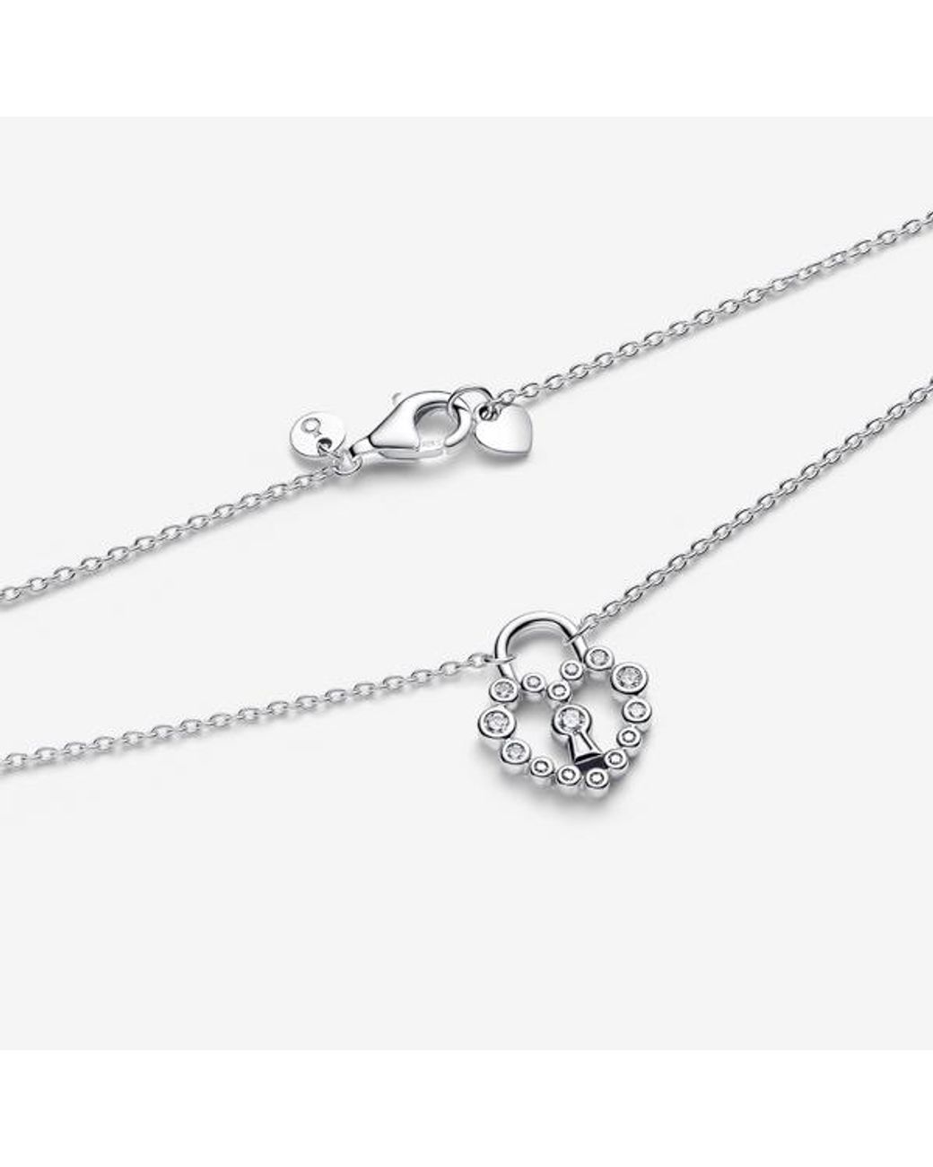 Pandora Metallic Sparkling Heart Padlock Pendant Necklace