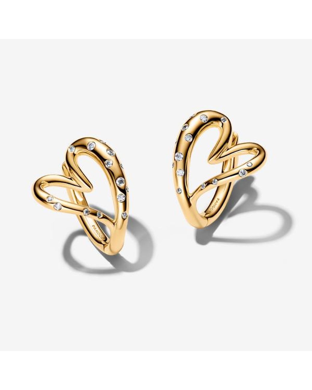 Pandora Metallic Organically Shaped Stone-Set Heart Hoop Earrings