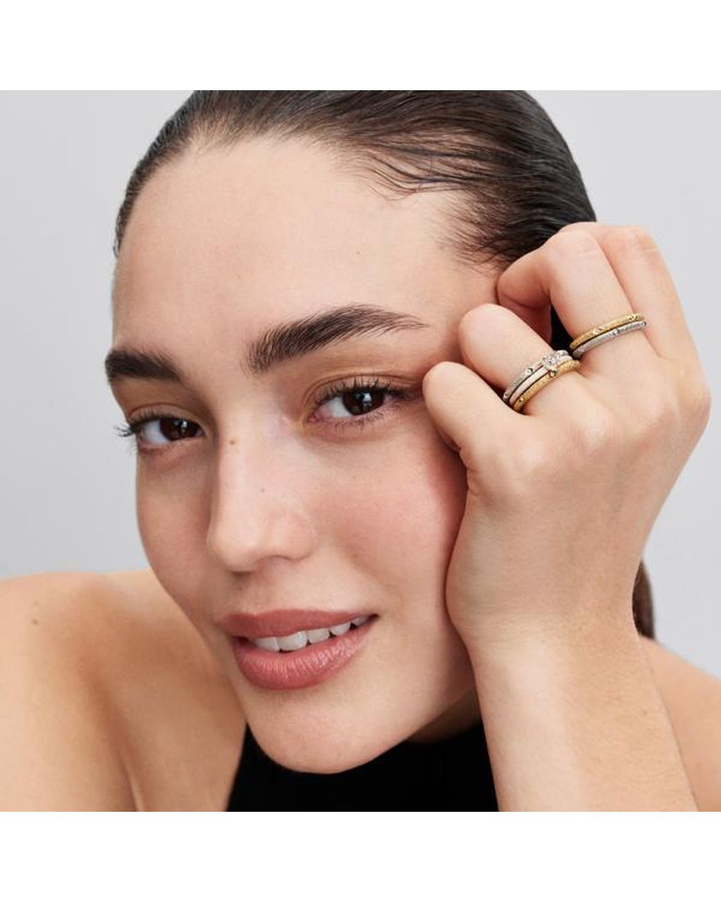 Pandora Metallic Me Texture & Stones Ring