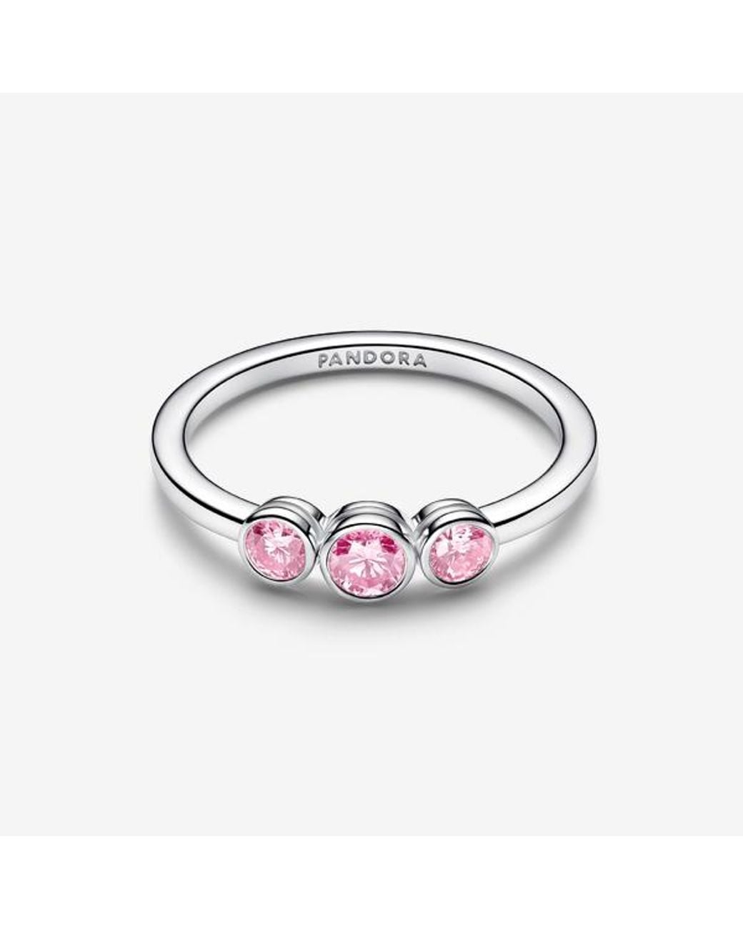 Pandora White Era Bezel Sterling Lab-Grown Diamond Triple Stone Ring