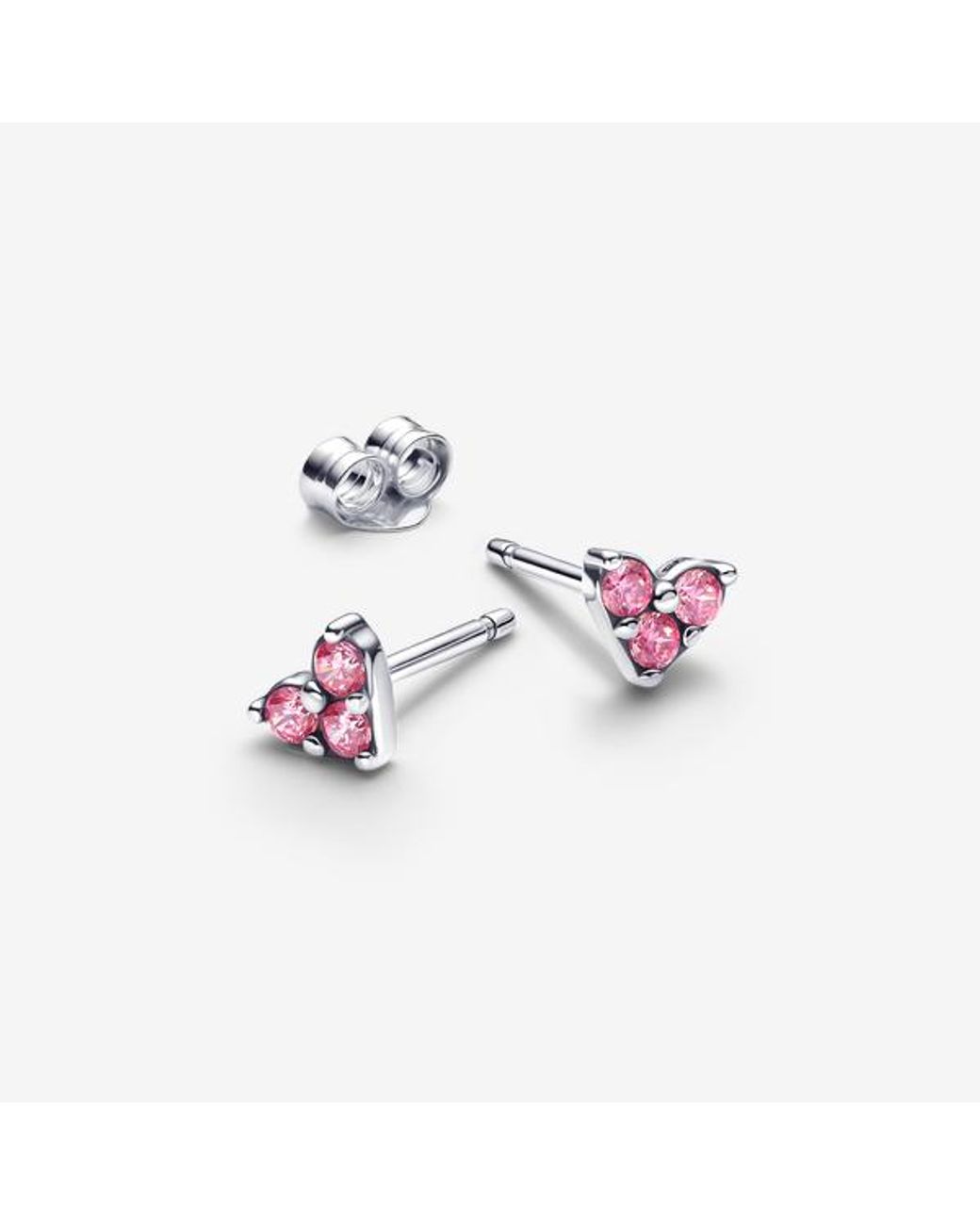 Pandora Pink Triple Stone Heart Stud Earrings