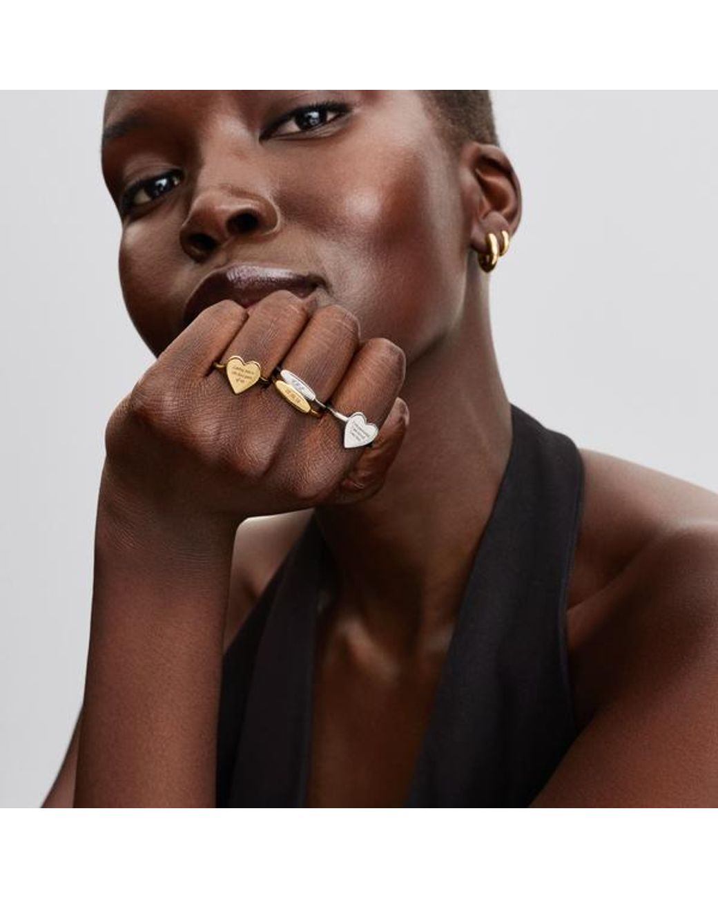Pandora White Engravable Bar Ring