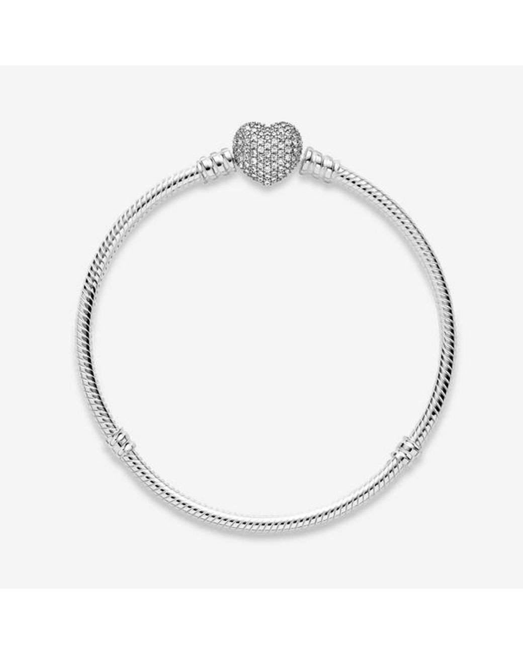 Pandora Metallic Sparkling Heart & Snake Chain Bracelet