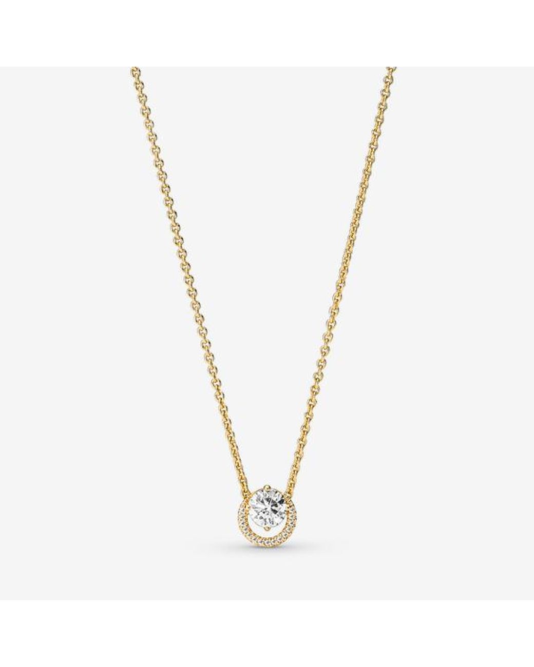 Pandora Metallic Sparkling Round Halo Pendant Collier Necklace