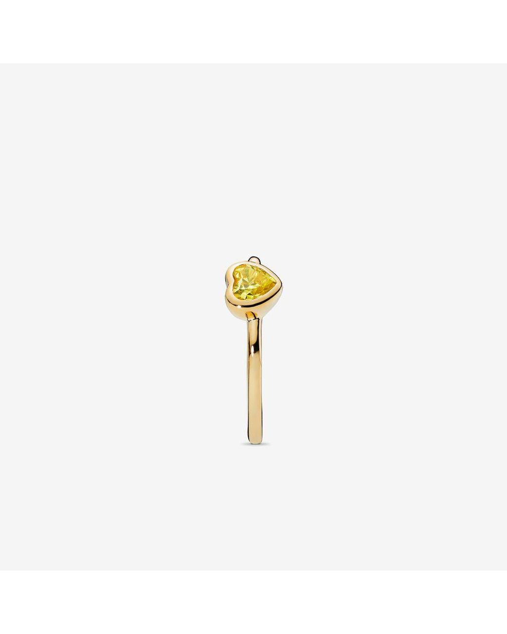 PANDORA Yellow Stone Heart Ring in 
