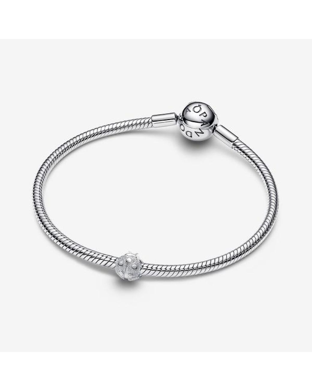Pandora White Textured Ladybird Mini Charm