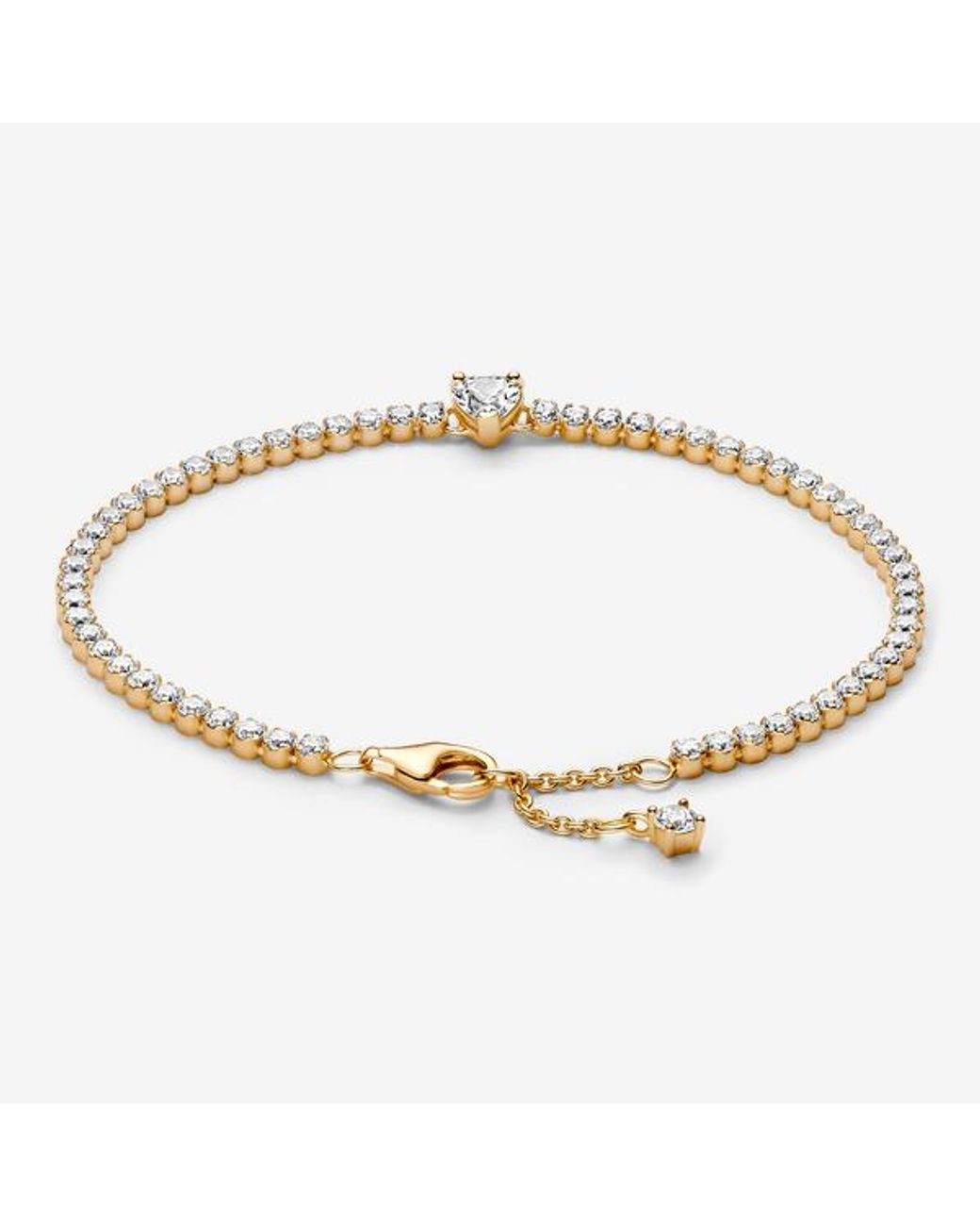 Pandora Metallic Sparkling Heart Tennis Bracelet