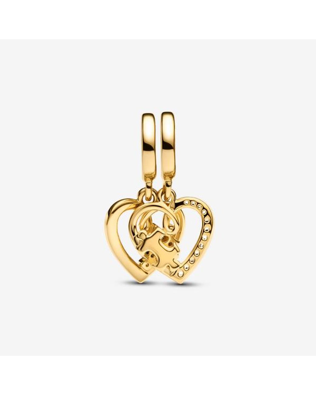 Pandora Metallic Splittable Puzzle Piece Hearts Dangle Charm