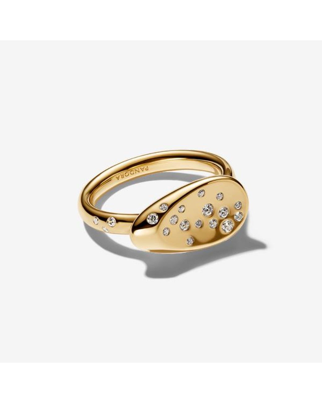 Pandora Metallic Medium Stone-Set Oval Signet Ring