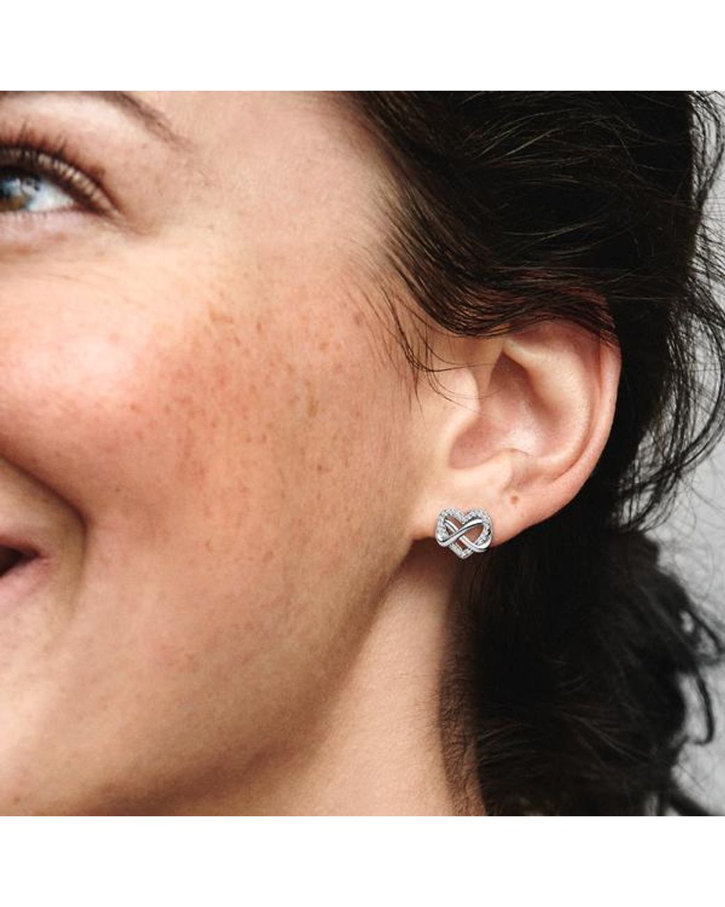 Pandora Metallic Sparkling Infinity Heart Stud Earrings