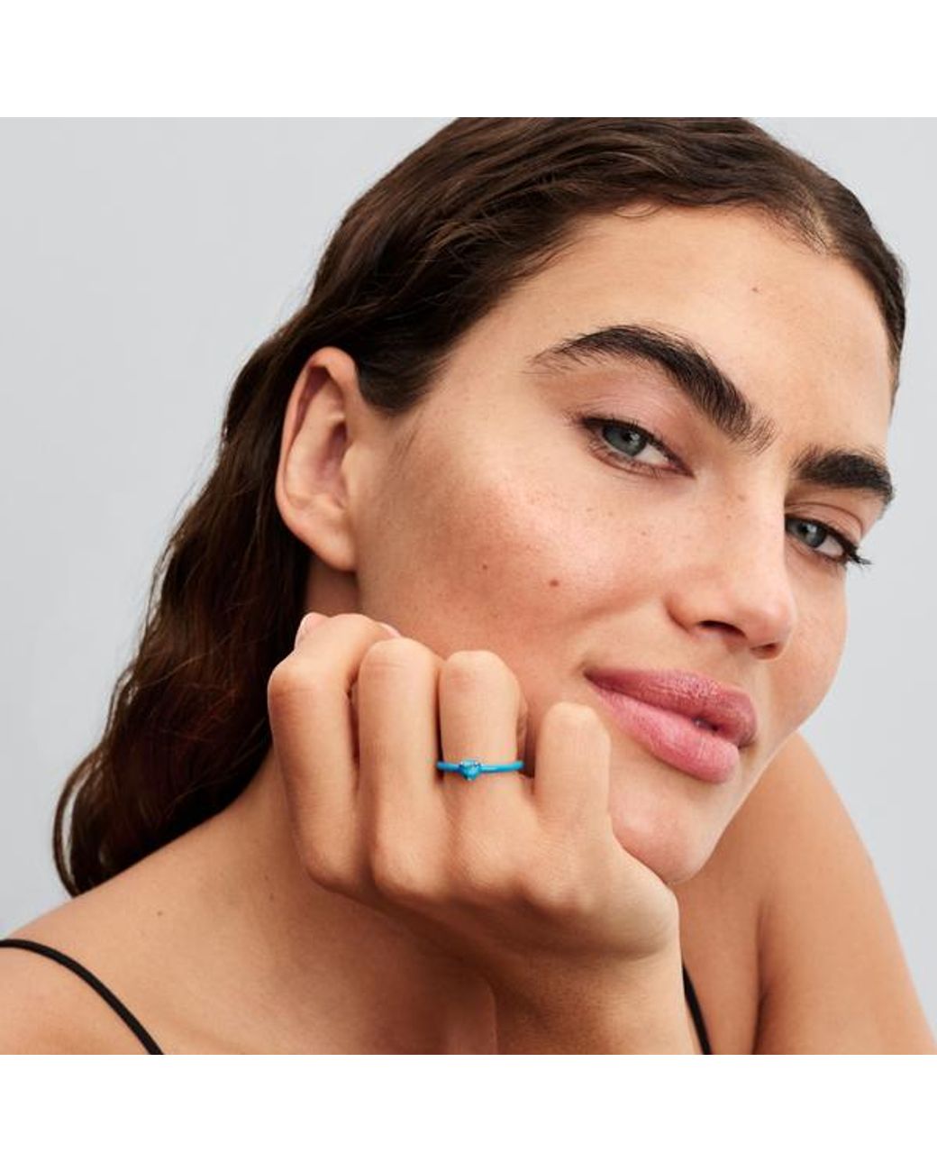Pandora Blue Coloured Heart Stone Ring