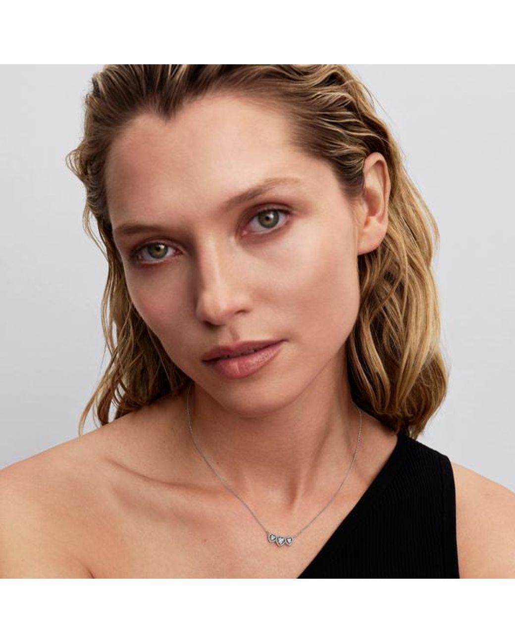 Pandora Metallic Halo Heart Trilogy Collier Necklace