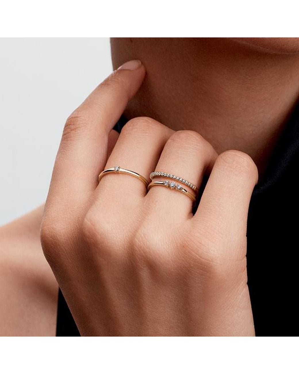 Pandora Metallic Era 14K Lab-Grown Diamond Half Eternity Pavé Band Ring