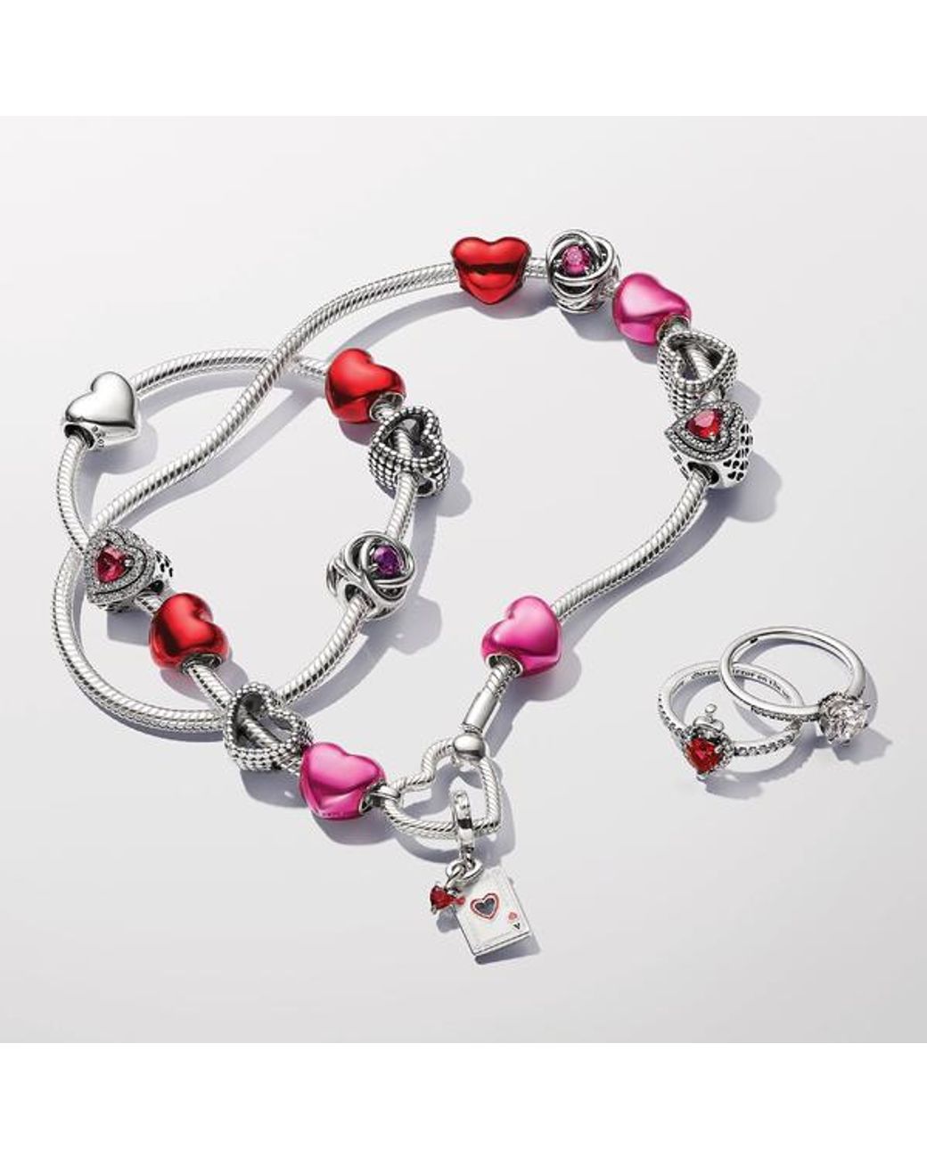 Pandora White Sparkling Levelled Heart Charm