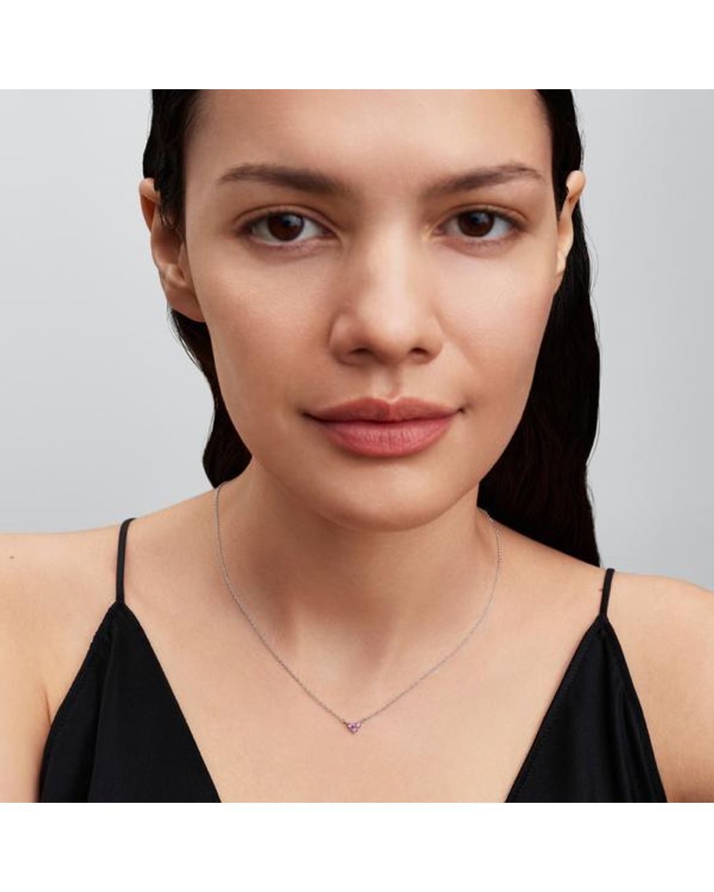 Pandora Metallic Triple Stone Heart Collier Necklace