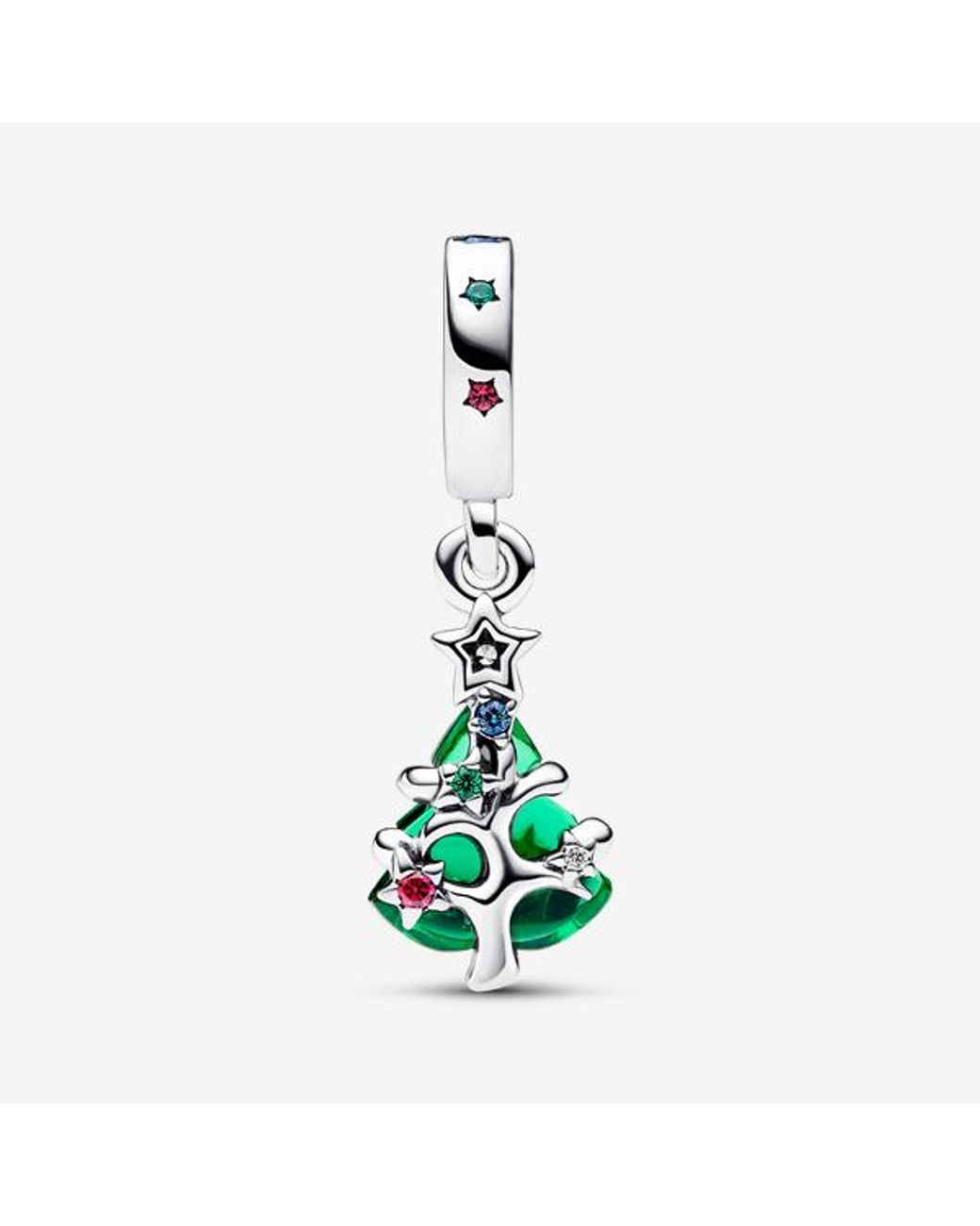 Pandora Green Moments Christmas Tree Sterling Silver Dangle With Clear