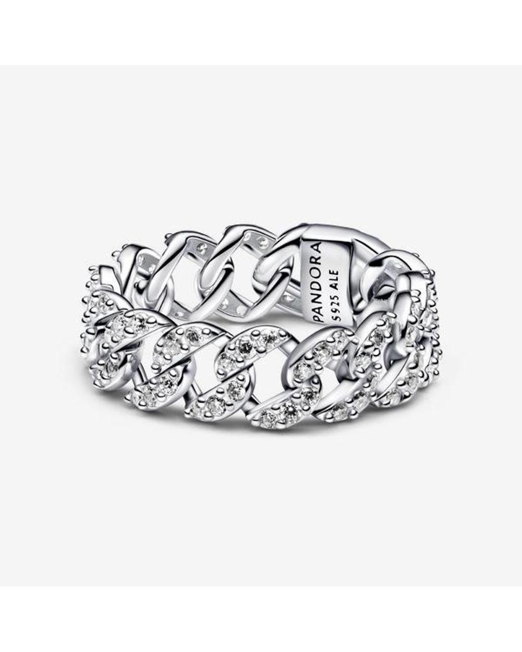 Pandora Metallic Pavé Cuban Chain Ring