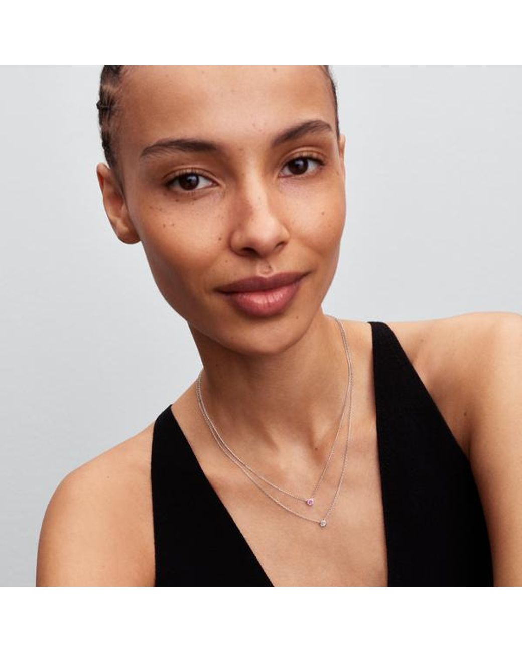 Pandora Metallic Era Bezel Sterling Lab-Grown Diamond Pendant Necklace