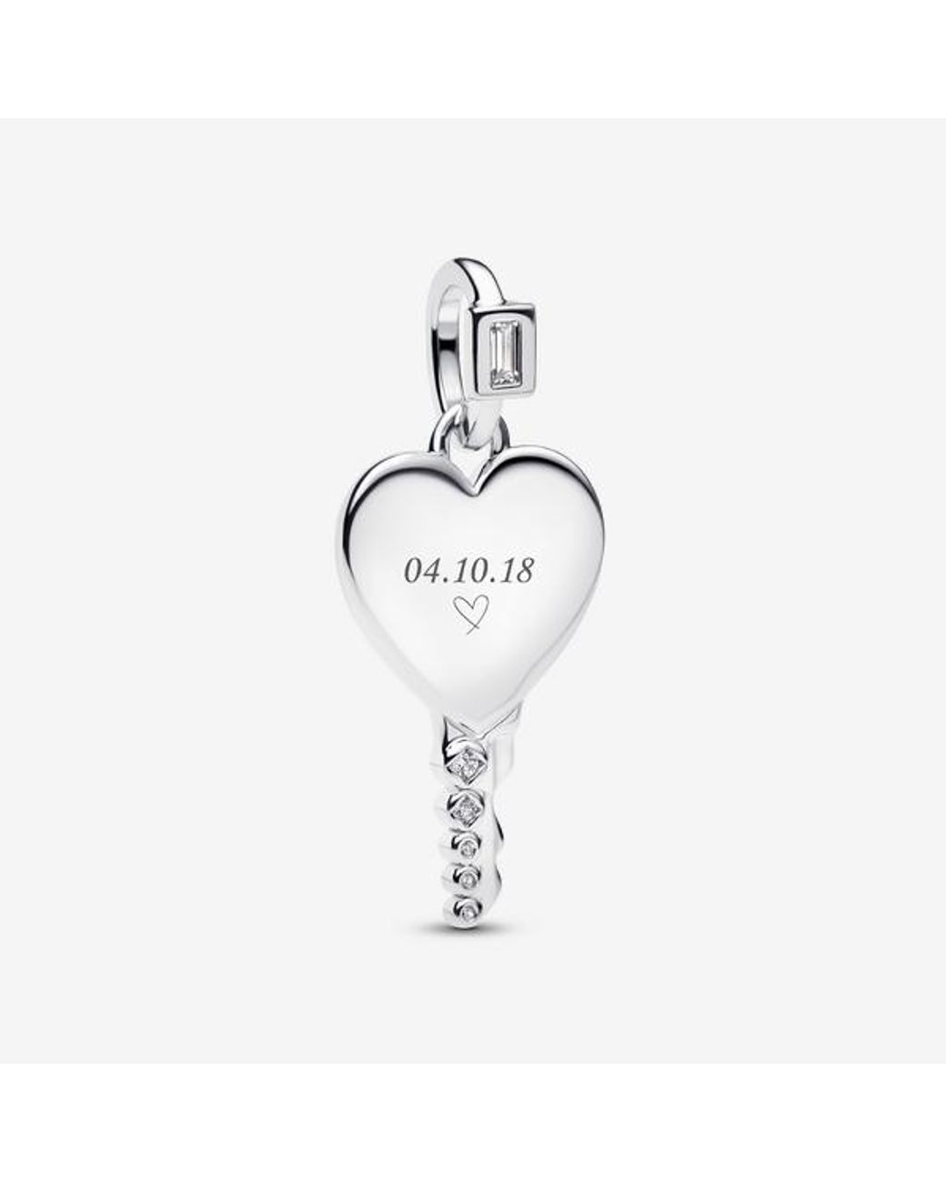 Pandora Metallic Engravable Heart Key Pendant