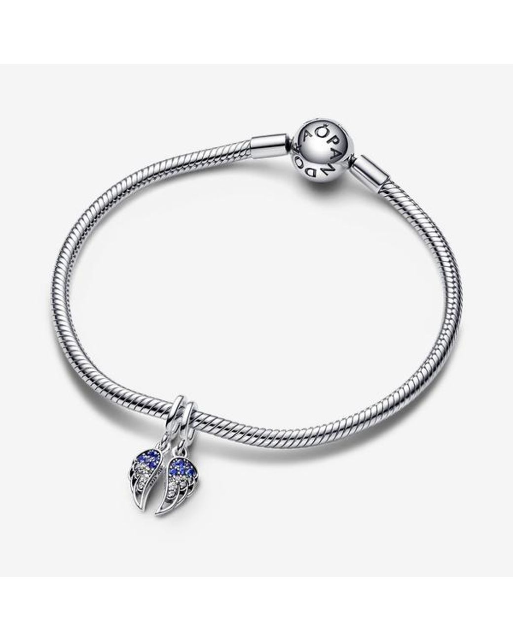Pandora Blue Sparkling Splitable Angel Wings Dangle Charm