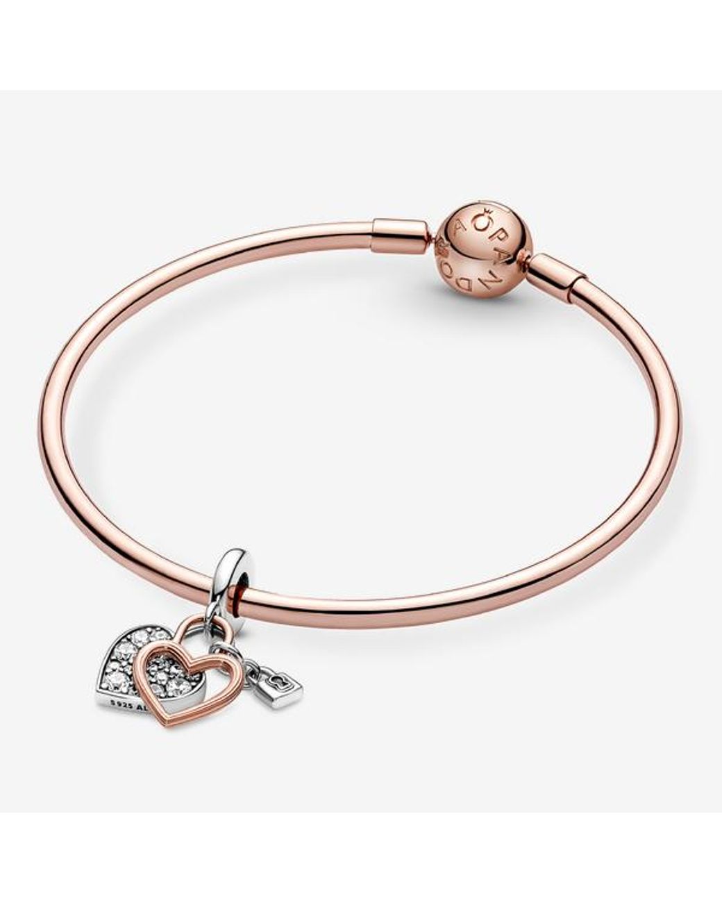 Pandora White Heart Padlock Double Dangle Charm