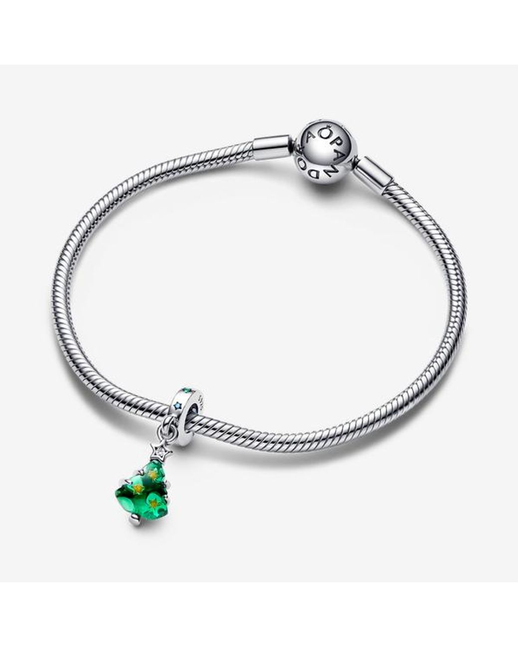 Pandora Green Moments Christmas Tree Sterling Silver Dangle With Clear