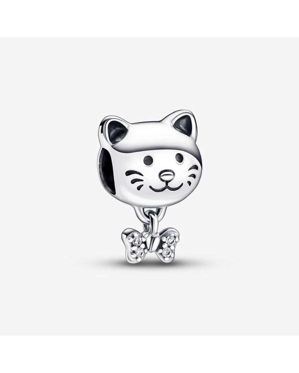 Pandora White Pet Cat & Bow Charm