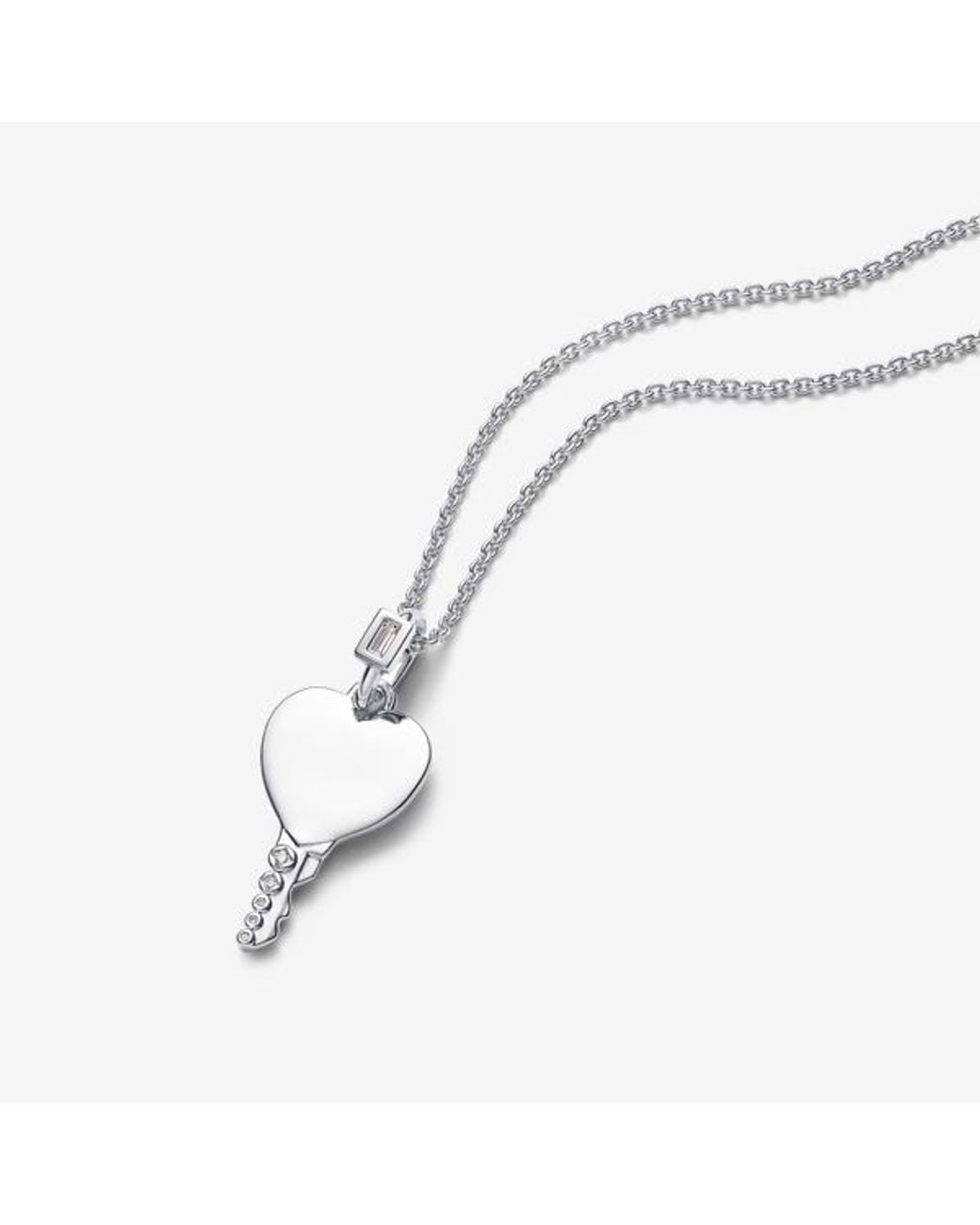 Pandora Metallic Engravable Heart Key Pendant